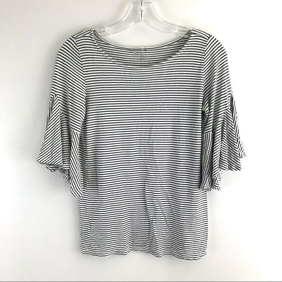 LOFT striped bell sleeve top - Picture 1 of 8